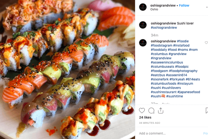 Sushi Header|promote your sushi restaurant|Table with homemade sushi rolls and cocktails|sushi promotions|sushi captions for instagram|advertise your sushi restaurant|Wood boxes with a variety of sushi rolls|sushi promotions|sushi captions for instagram|advertising sushi on instagram|sushi rainbow roll|Instagram image of sushi rolls