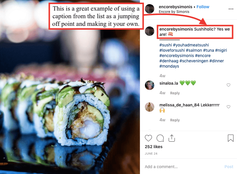 sushi captions for instagram