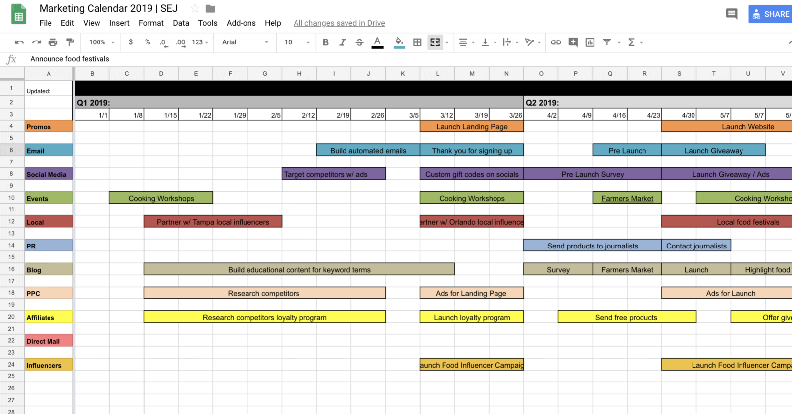 restaurant marketing calendar