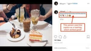 ”Hashtag caption on Instagram