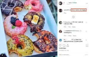 Instagram post showing 6 donuts with bites taken out of each