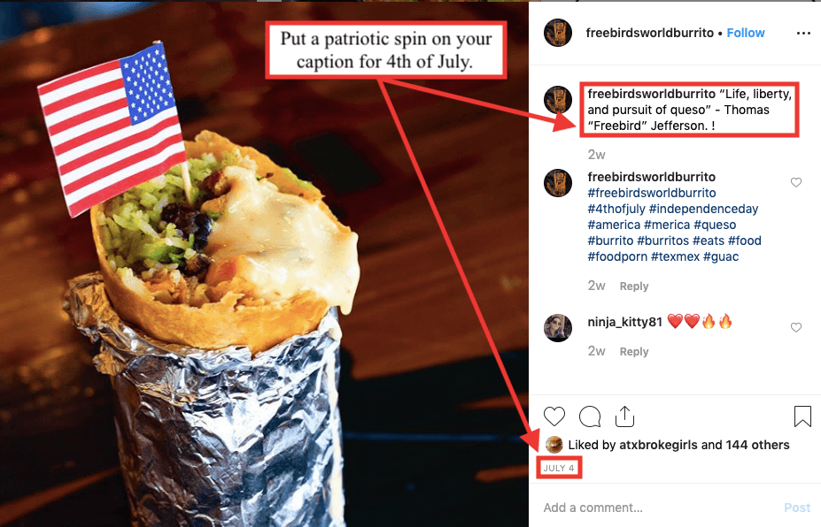 burrito with tiny American flag