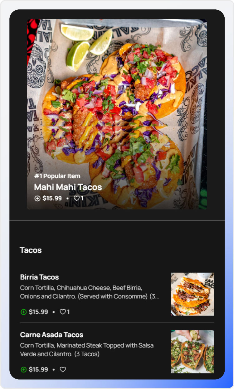 A screenshot of Talkin' Tacos website.