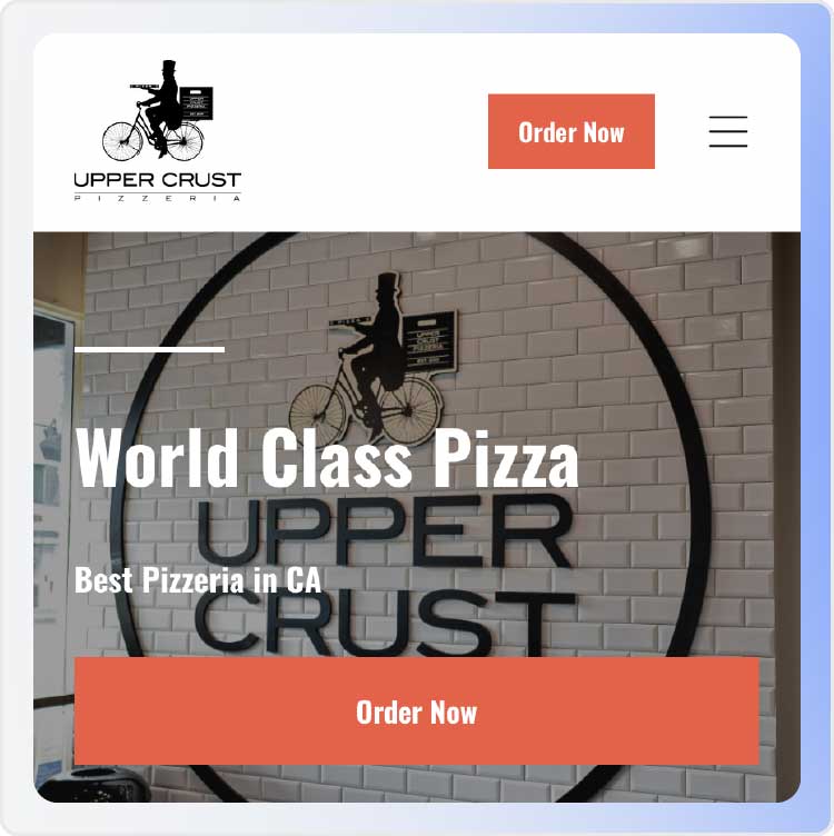 A screenshot of Upper Crust's home page.