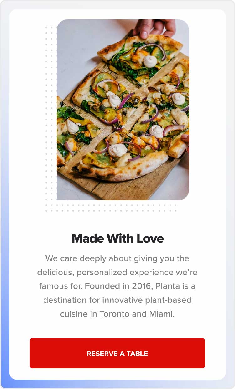 Screenshot of Planta's home page