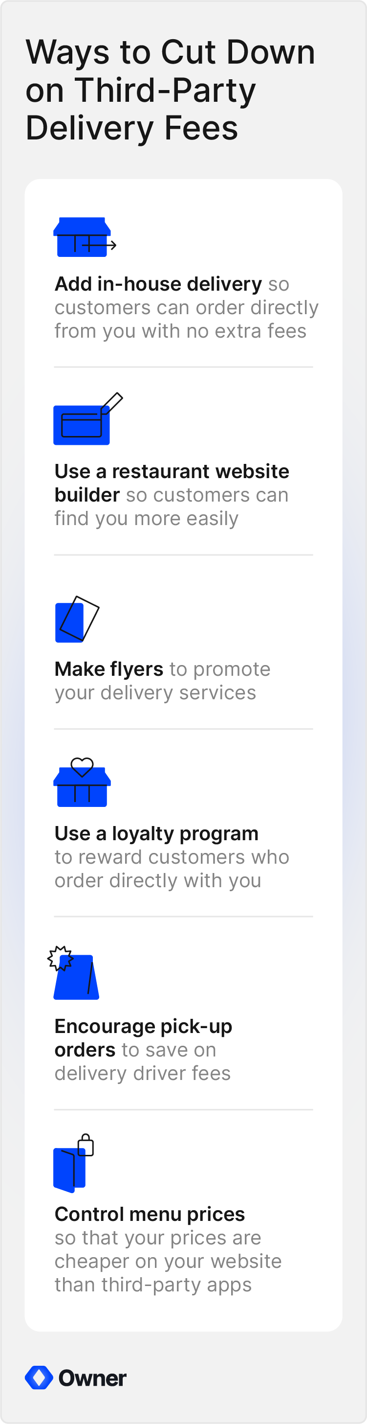 Ways to cut down on third-party delivery fees
