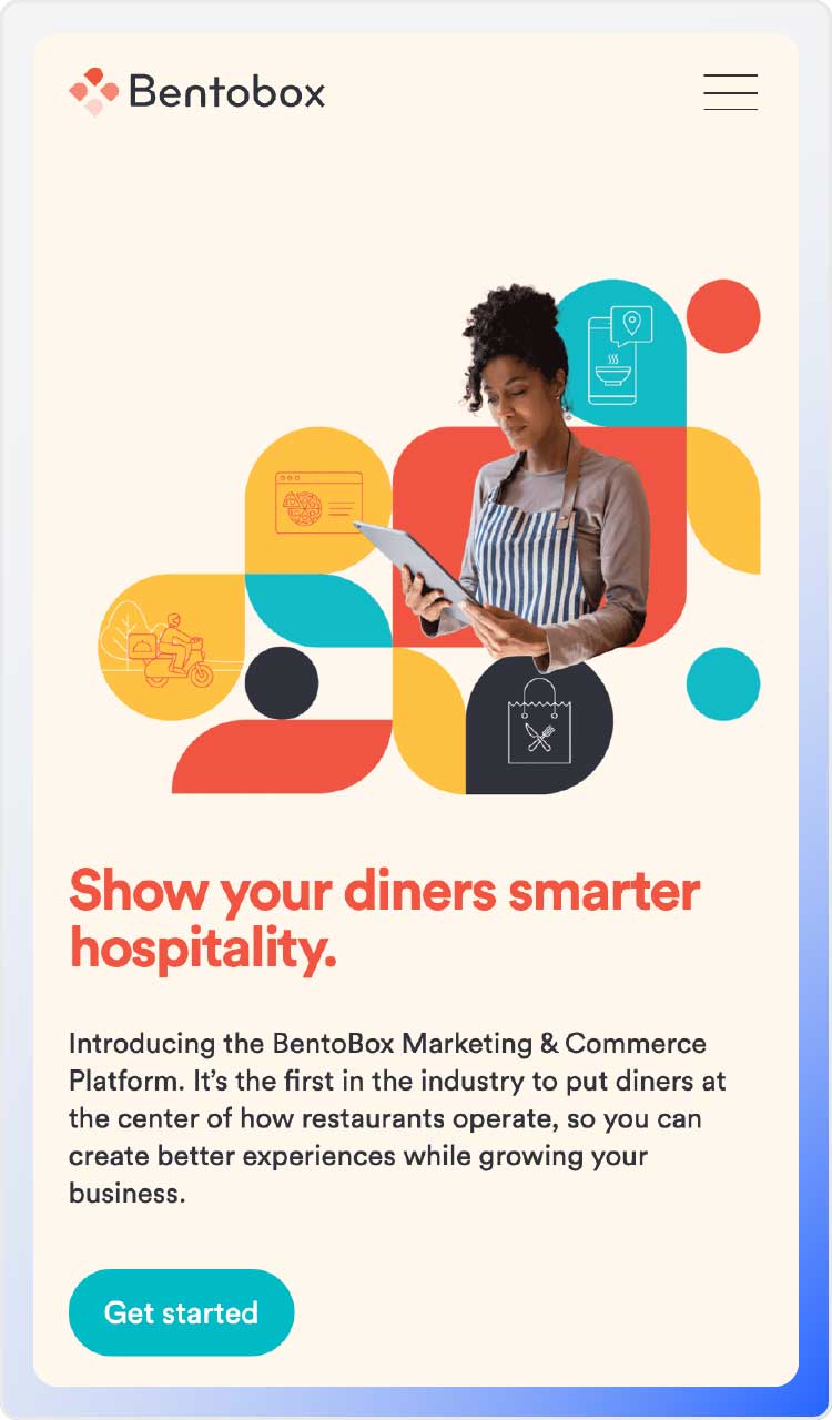 BentoBox product page screenshot highlights marketing and commerce features.