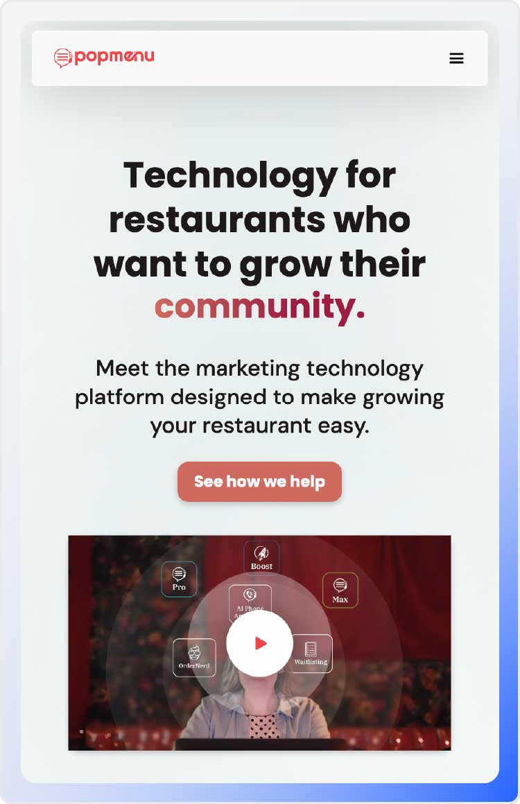 Popmenu product page screenshot.