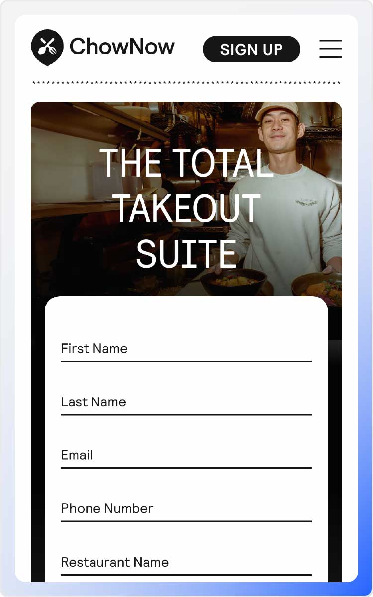 ChowNow's landing page claims it's the total takeout suite.