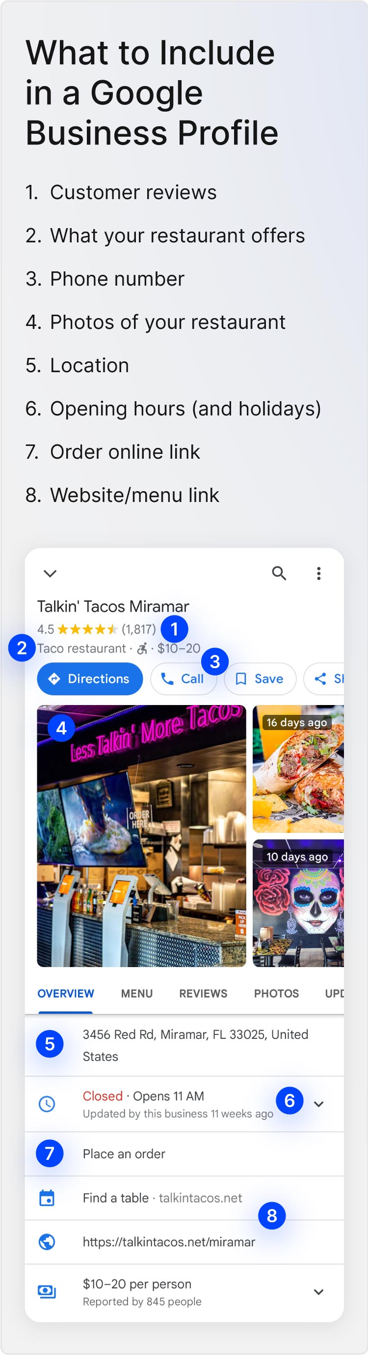 Talkin' Tacos Miramar GBP screenshot
