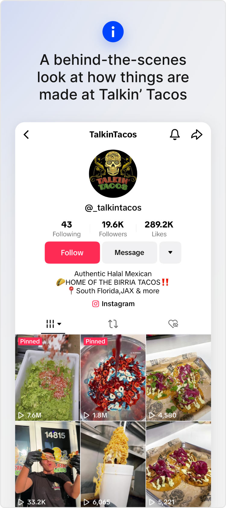 Screenshot of Talkin' Tacos TikTok page