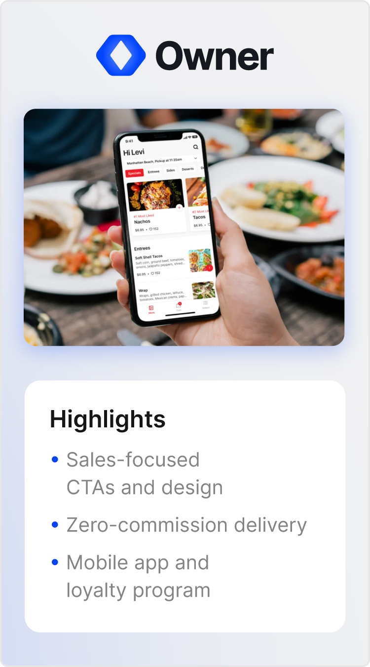 Screenshot of Owner.com online ordering system