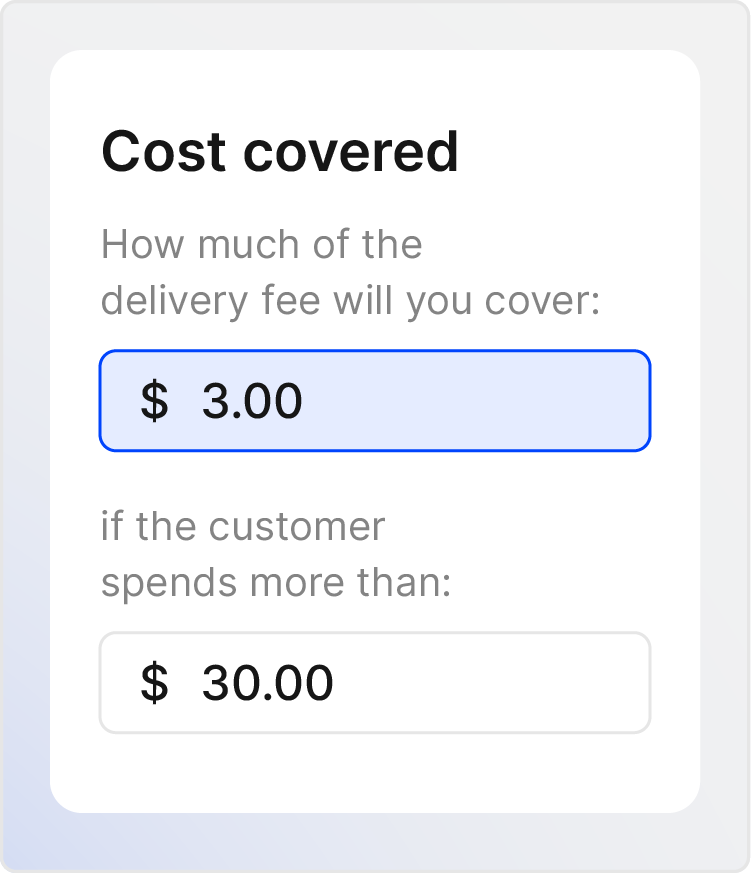 costs covered by delivery fees